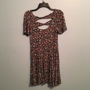 Bow back floral fit n flare dress